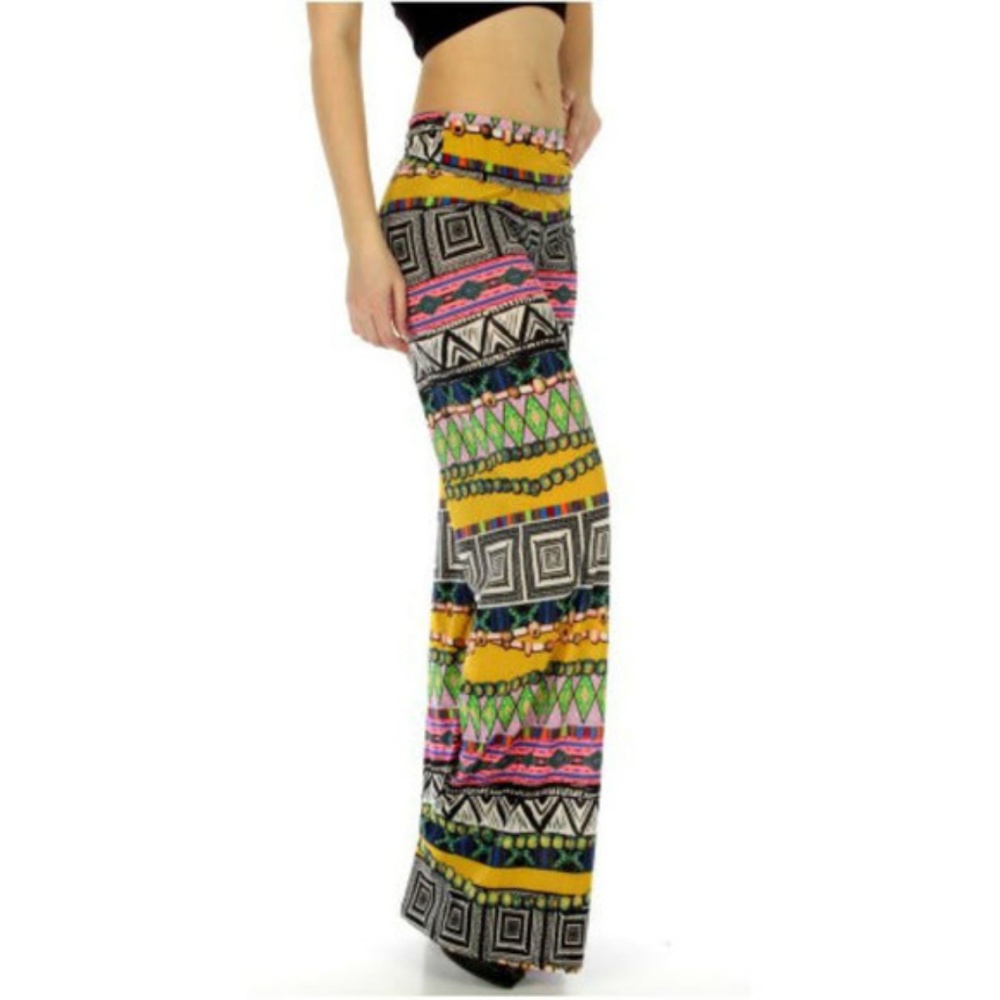 Superline Multi-Color Aztec Wide Leg Palazzo Pants